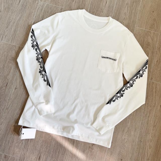 1:1 quality CH Aspen Yellow Letter White Sleeve Floral Long Sleeve Pocket T-Shirt