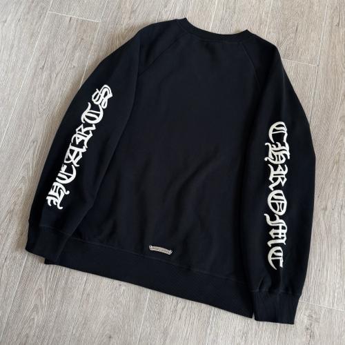 1:1 Top Quality CH Vertical Gothic Embroidery Black Crewneck Sweatshirt