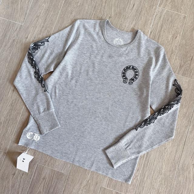 1:1 Quality CH Black Floral Sleeve Horseshoe Waffle Long Sleeve Thermal T-Shirt