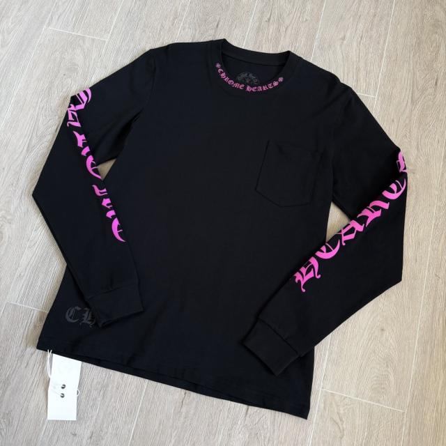 1:1 Quality CH Rose Sanskrit Letters Printed on Neck Arm Sleeve Long Sleeve T-Shirt