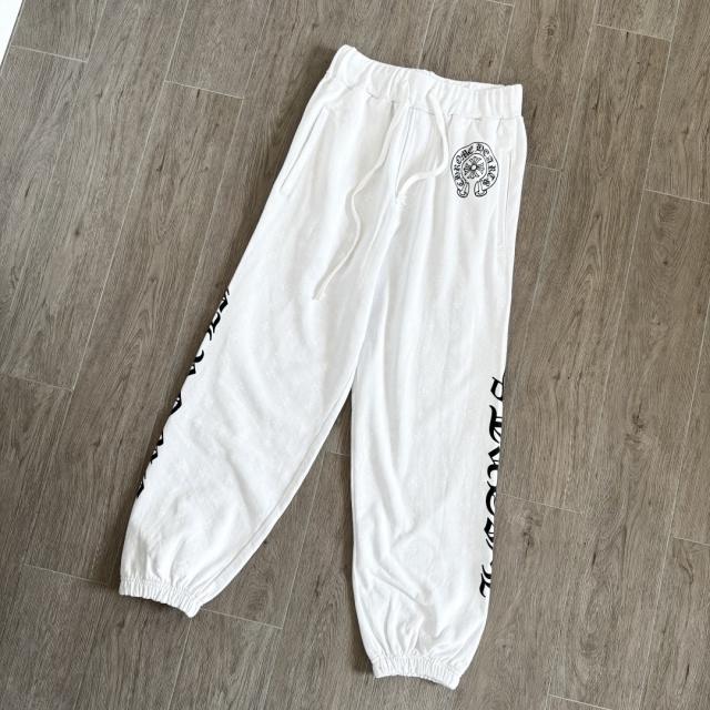 1:1 quality CH Vertical Gothic Letter White Jogger Sweatpants