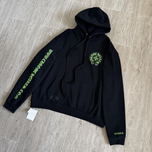 1:1 Top Quality CH Neon Green Horseshoe Cross Black Pullover Hoodie