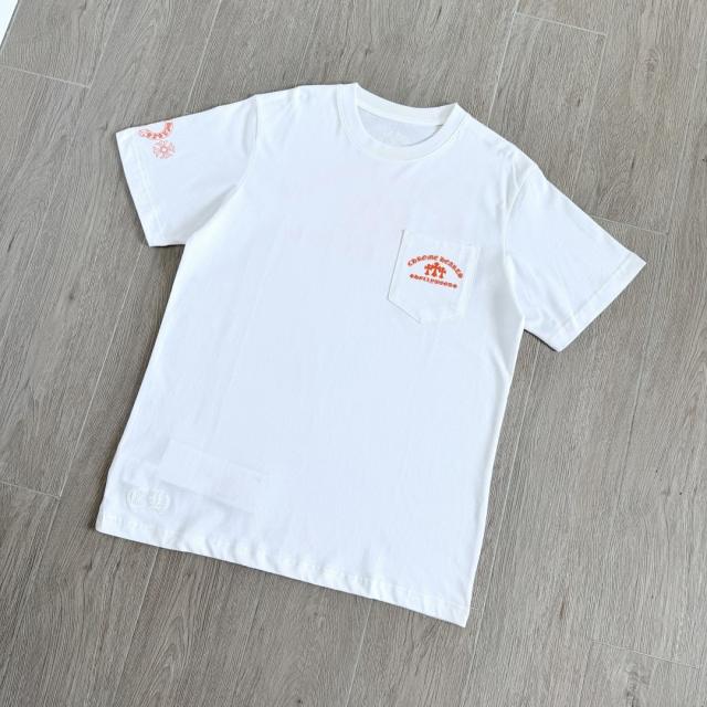 1:1 Top Quality CH Orange Triple Cross Hollywood Black Pocket T-Shirt