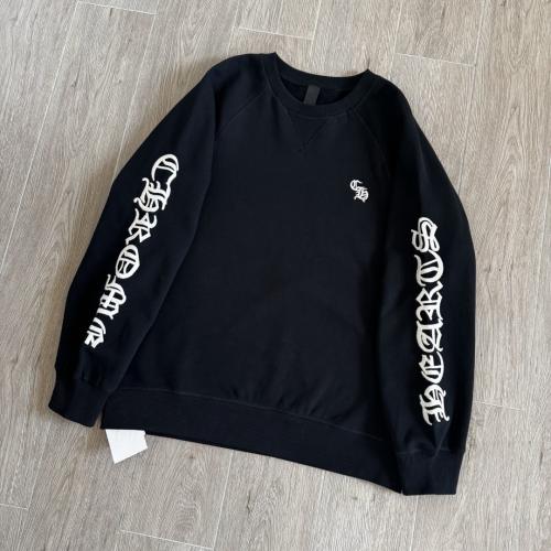 1:1 Top Quality CH Vertical Gothic Embroidery Black Crewneck Sweatshirt