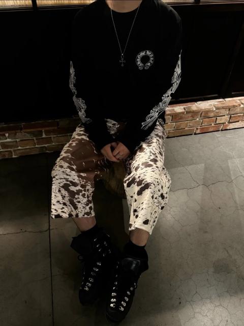 1:1 Quality CH Black Floral Sleeve Horseshoe Waffle Long Sleeve Thermal T-Shirt