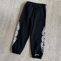 1:1 quality CH White Floral Cross Side Stripe Black Jogger Sweatpants
