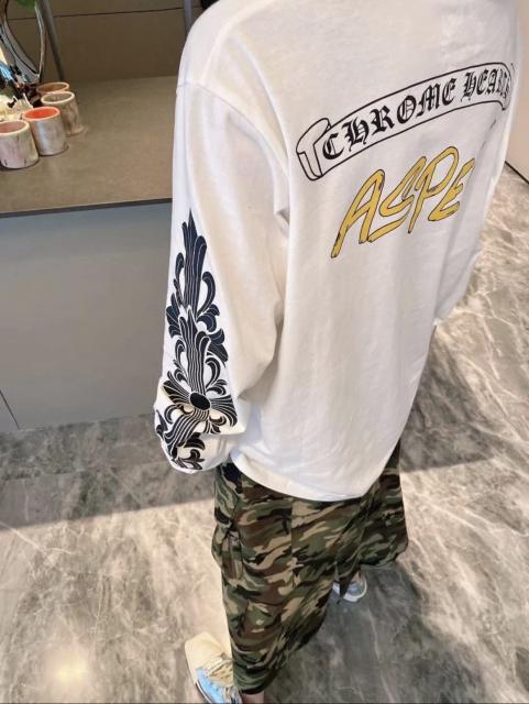 1:1 quality CH Aspen Yellow Letter White Sleeve Floral Long Sleeve Pocket T-Shirt