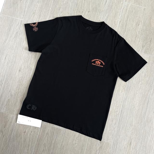 1:1 Top Quality CH Orange Triple Cross Hollywood Black Pocket T-Shirt