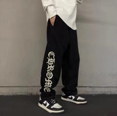 1:1 quality CH Vertical Gothic Letter Black Wide Leg Sweatpants