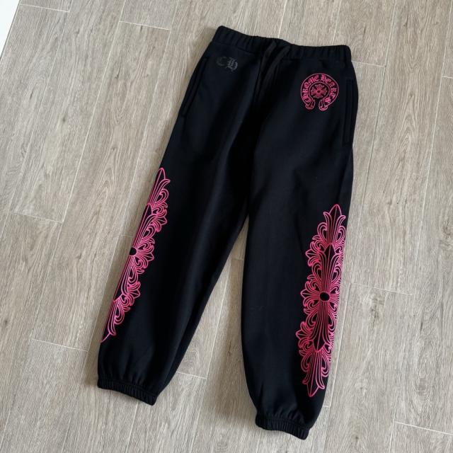 1:1 quality CH Hot Pink Floral Cross Black Jogger Sweatpants