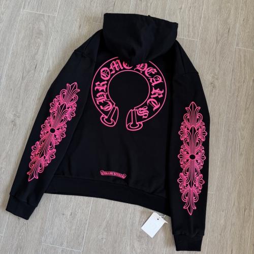 1:1 Top Quality CH Hot Pink Floral Sleeve Black Pullover Hoodie
