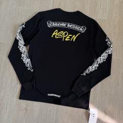 1:1 Quality CH Rose Sanskrit Letters Printed on Neck Arm Long Sleeve T-Shirt