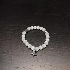 CH White Cat's Eye Stone Fleur-de-lis Bracelet