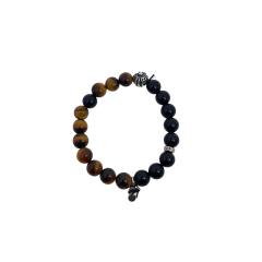 CH White Black Agate & Tiger Eye Cross Bracelet