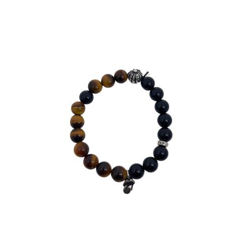 CH White Black Agate & Tiger Eye Cross Bracelet