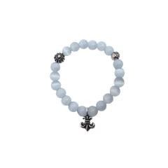CH White Cat's Eye Stone Fleur-de-lis Bracelet