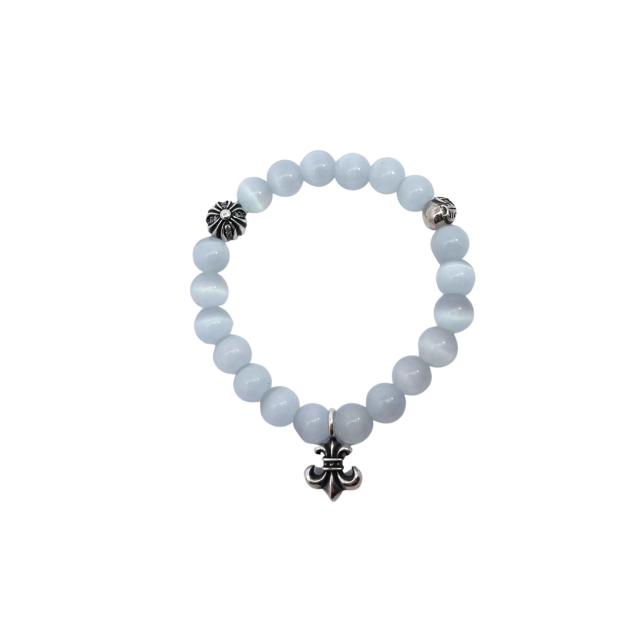 CH White Cat's Eye Stone Fleur-de-lis Bracelet