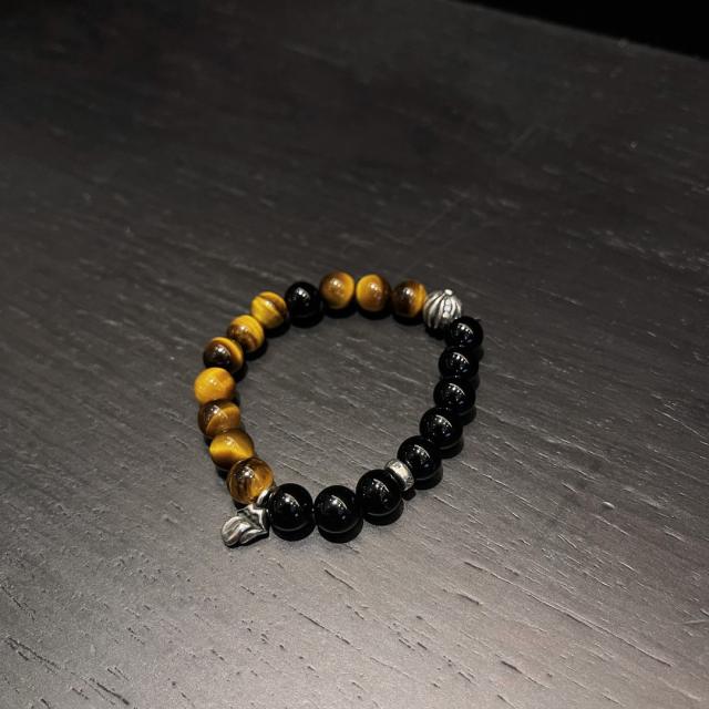 CH White Black Agate & Tiger Eye Cross Bracelet