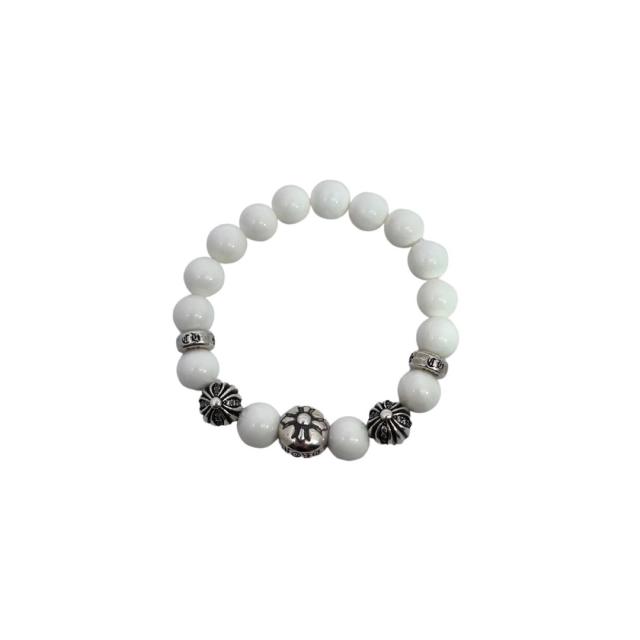 CH White Agate Cross Beaded Bracelet