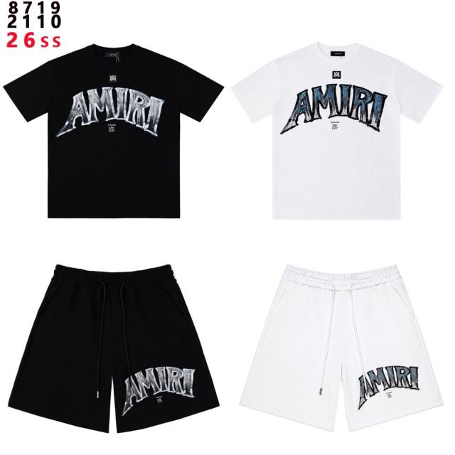 26SS Metal Gradient Logo Matching T-shirt & Sweat Shorts