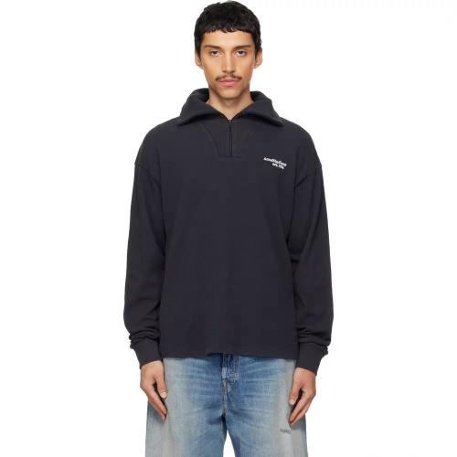 Half Zip Logo Long Sleeve Polo Sweatshirt