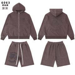 Saint Vanity Rhinestone Perforated Hoodie Short Set