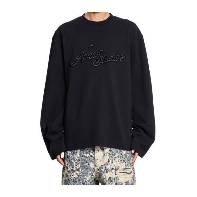 Large Script Embroidery Oversized Long Sleeve Tee
