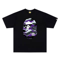 BAPE SS26 Glitch Camo Distorted Ape Head Graphic Short Sleeve T-shirt