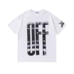 OW Vintage Distressed Diagonal Stripe Dual Print Short Sleeve T-shirt