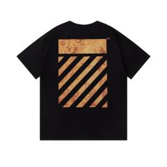 OW Renaissance Angel Sketch Diagonal Stripe Dual Print Short Sleeve T-shirt