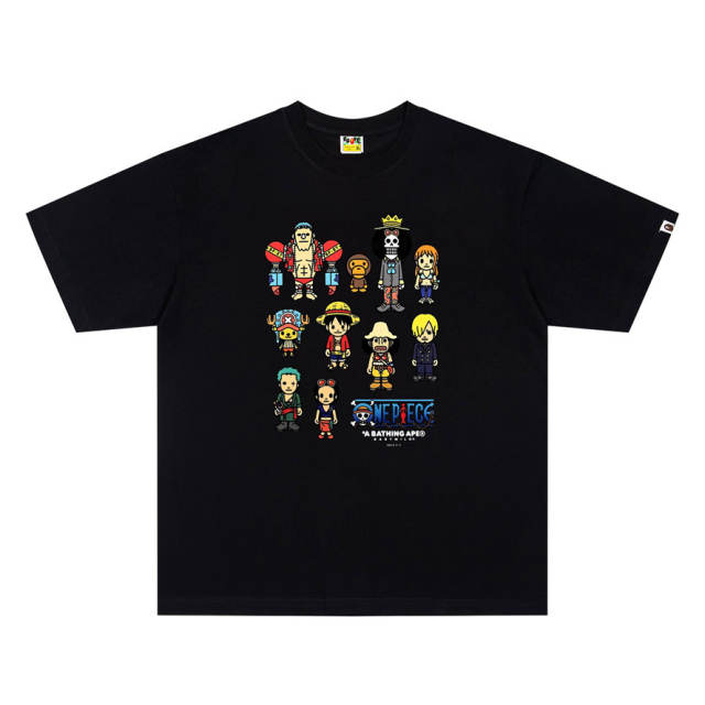 BAPE x One Piece Co-branded Full Crew Character Graphic Short Sleeve T-shirt