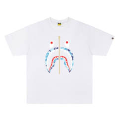 BAPE Shark Series Camo Zip Shark Graphic Short Sleeve T-shirt