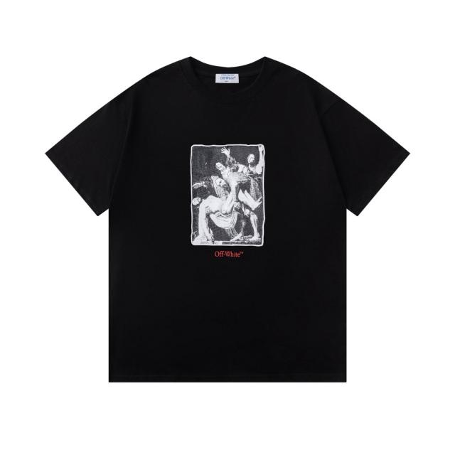 OW Renaissance Religious Oil Painting Photo Collage Dual Print Short Sleeve T-shirt