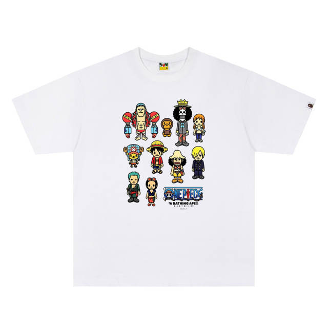 BAPE x One Piece Co-branded Full Crew Character Graphic Short Sleeve T-shirt