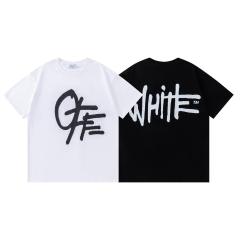 OW Graffiti Handwritten Logo Dual Front Back Short Sleeve T-shirt