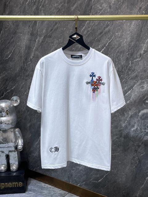 Chr0me Hearts Rainbow Multi Cross Embroidery Dual-Sided Short Sleeve T-shirt