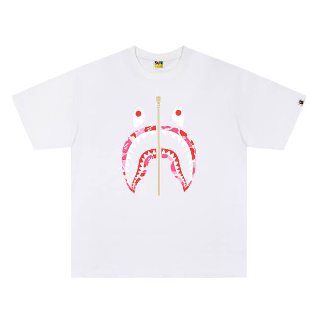 BAPE Classic Camo Zip Shark Mouth Graphic Short Sleeve T-shirt
