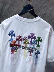 Chr0me Hearts Rainbow Multi Cross Embroidery Dual-Sided Short Sleeve T-shirt