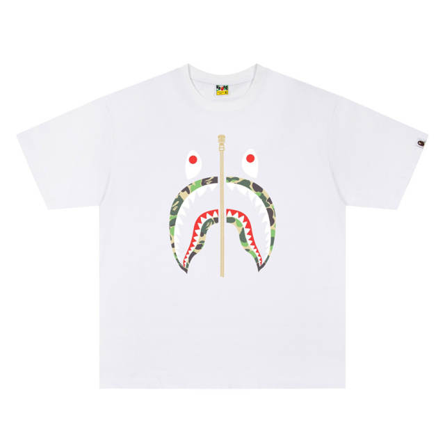 BAPE Classic Camo Zip Shark Mouth Graphic Short Sleeve T-shirt