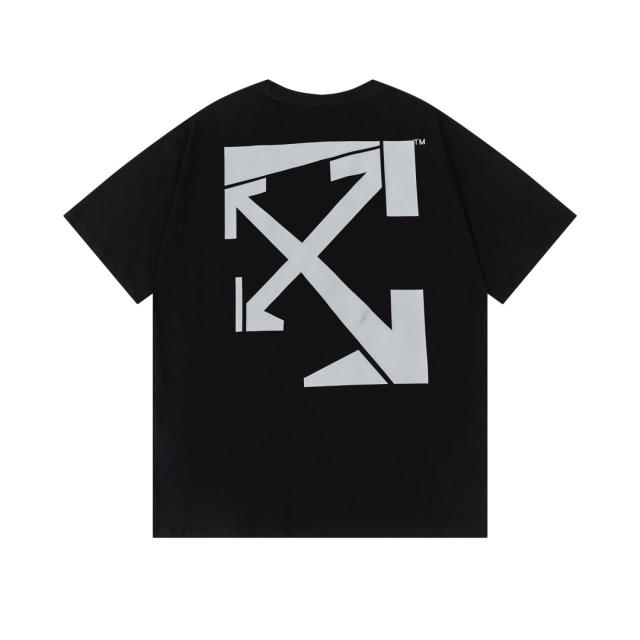 OW Classic Serif Logo Big Arrow Dual Print Short Sleeve T-shirt