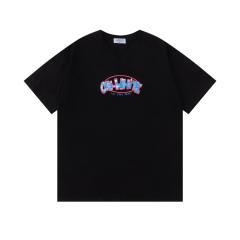 OW Red Outline Blue Brushstroke Arrow Dual Front Back Short Sleeve T-shirt