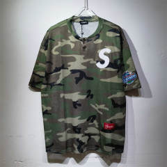 Suprem* FW24 Week1 S Logo Embroidered Patch Baseball Short Sleeve T-shirt