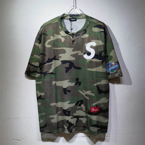 Suprem* FW24 Week1 S Logo Embroidered Patch Baseball Short Sleeve T-shirt