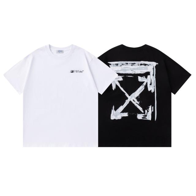 OW Brush Stroke Arrow Dual Print Short Sleeve T-shirt