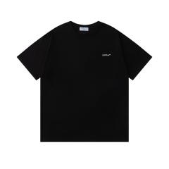 OW Chaotic Scribble Diagonal Stripe Dual Front Back Short Sleeve T-shirt