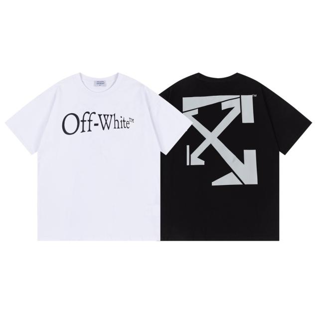 OW Classic Serif Logo Big Arrow Dual Print Short Sleeve T-shirt