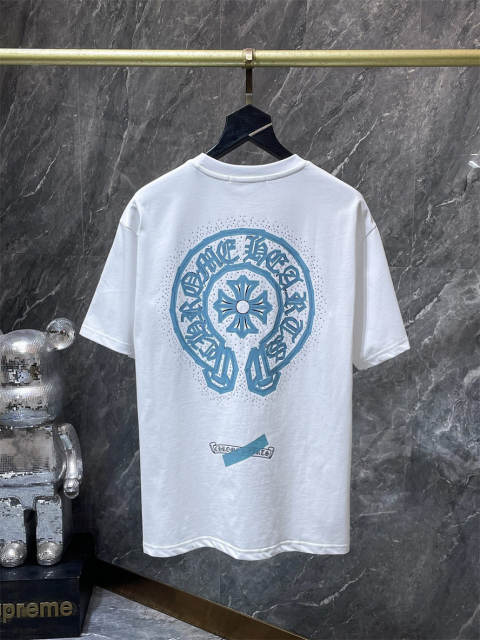 Chr0me Hearts Gold Horseshoe Cross Dual Print Short Sleeve T-shirt