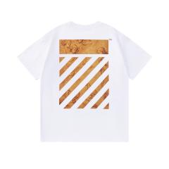 OW Renaissance Angel Sketch Diagonal Stripe Dual Print Short Sleeve T-shirt