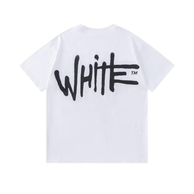 OW Graffiti Handwritten Logo Dual Front Back Short Sleeve T-shirt