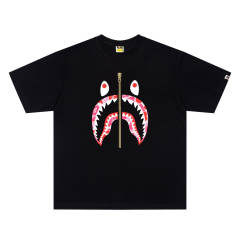 BAPE Classic Camo Zip Shark Mouth Graphic Short Sleeve T-shirt
